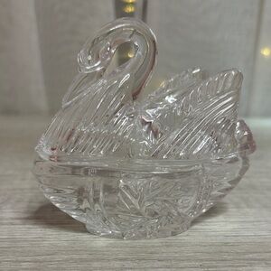 Elegant Clear Glass Swan Trinket Dish